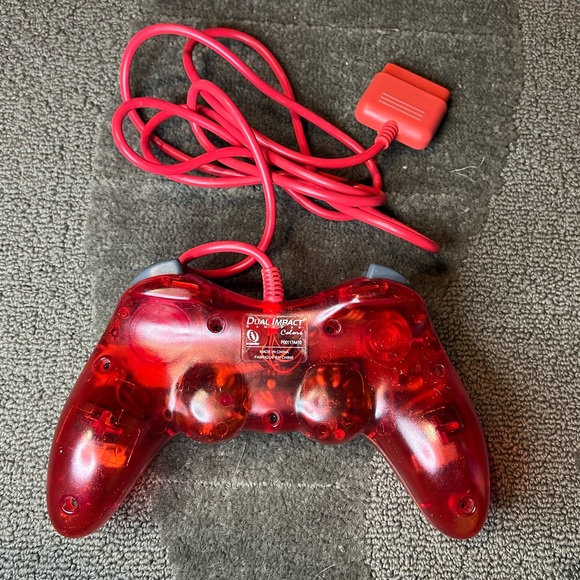 *6 for $10!* *UNTESTED* Dual Impact Colors Transparent Red PS1 Controller - Picture 2 of 14